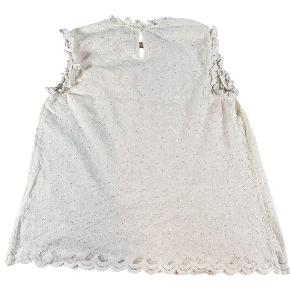 Everleigh Floral Lace Overlay Top Ruffle Neck Sleeveless Size 1X Cottagecore - Picture 2 of 11